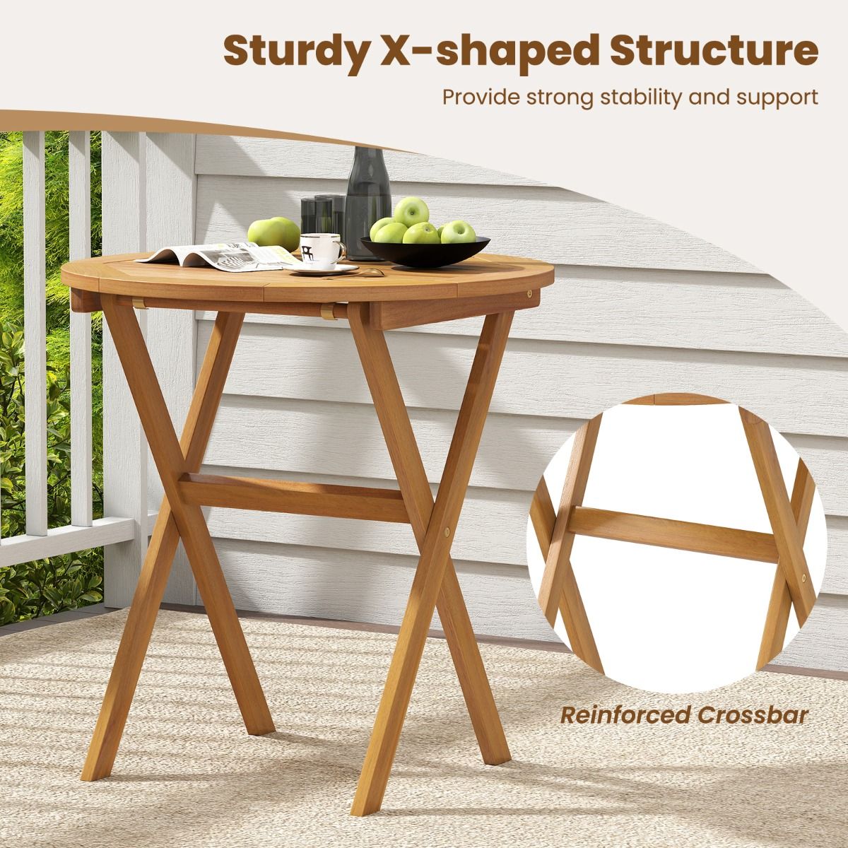 Coast runder Gartentisch – klappbar – Akazienholz – 67 cm – naturbelassen