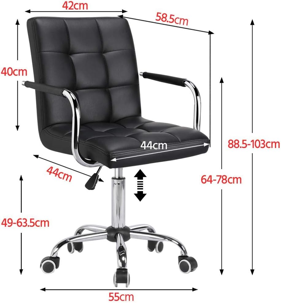 Yaheetech Bürostuhl – Schwarz – Kunstleder – 360° drehbar – 120 kg – Verstellbare Sitzhöhe 48–62 cm – Mit Armlehnen
