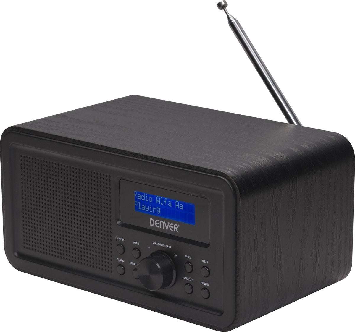 Denver DAB-Radio - Retro-Radio - FM-Radio - Küchenradio - Tragbares Radio - Batterien & Netzanschluss - DAB30 - Schwarz