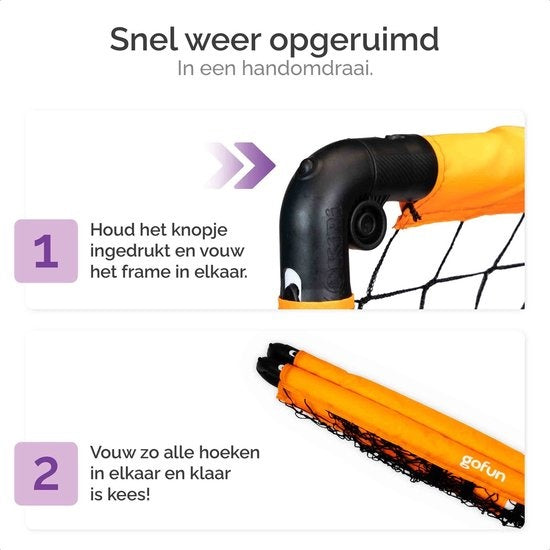 Gofun Fußballtor 2er-Set - Fußballtore - Fußballtor - Fußballtore für Kinder - faltbar - 90 x 60 x 60 cm - Schwarz/Orange