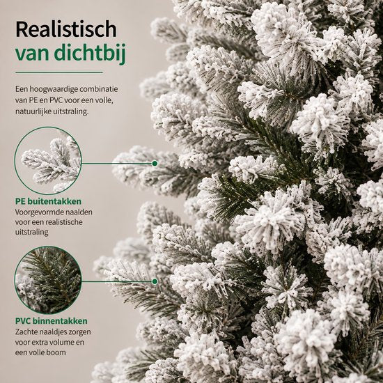 Black Box Trees Harma Slim Weihnachtsbaum mit Schnee und Scharnierkonstruktion für schnellen Aufbau – Kunstbaum für kleine Räume – Weihnachtsdekoration für den Innenbereich – H 185 x Ø 63 cm – Grün, matt