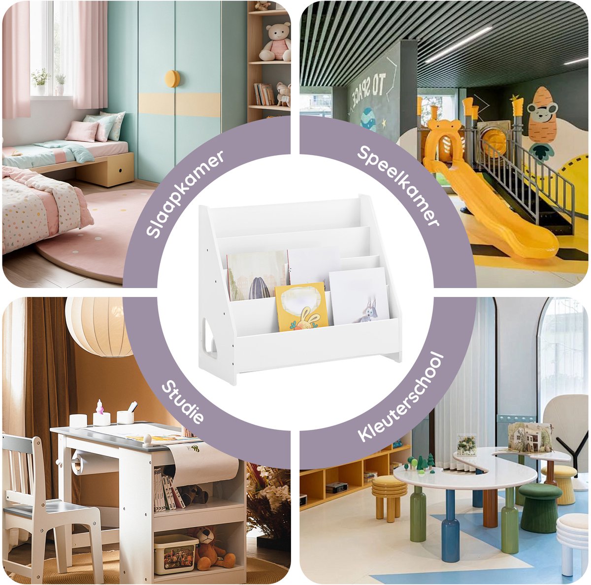 SoBuy Kinderbuchregal KMB32-K-W - Weiß - 70x60x30 cm - Sicher und praktisch