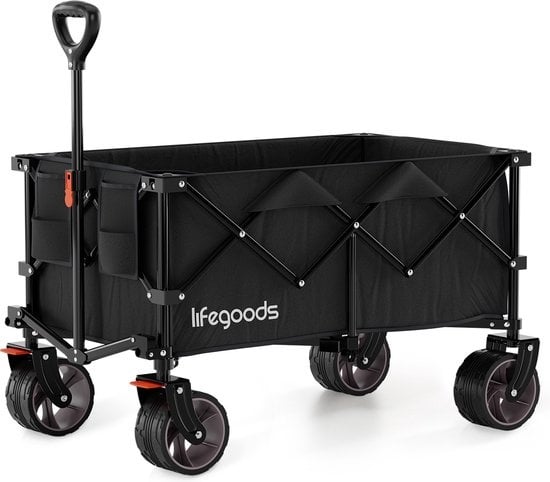 LifeGoods Wagon - XL - faltbar - 200L - 150KG Tragfähigkeit - Schwarz