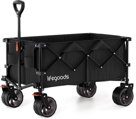LifeGoods Wagon - XL - faltbar - 200L - 150KG Tragfähigkeit - Schwarz