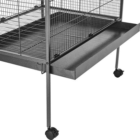 tectake - Vogelkäfig - Voliere - mit Spitzdach - 168 cm hoch - auf Rädern