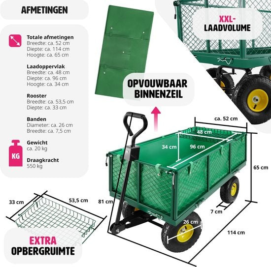 tectake - XXL Shedding-Wagen Gartenwagen Transportwagen - 401418
