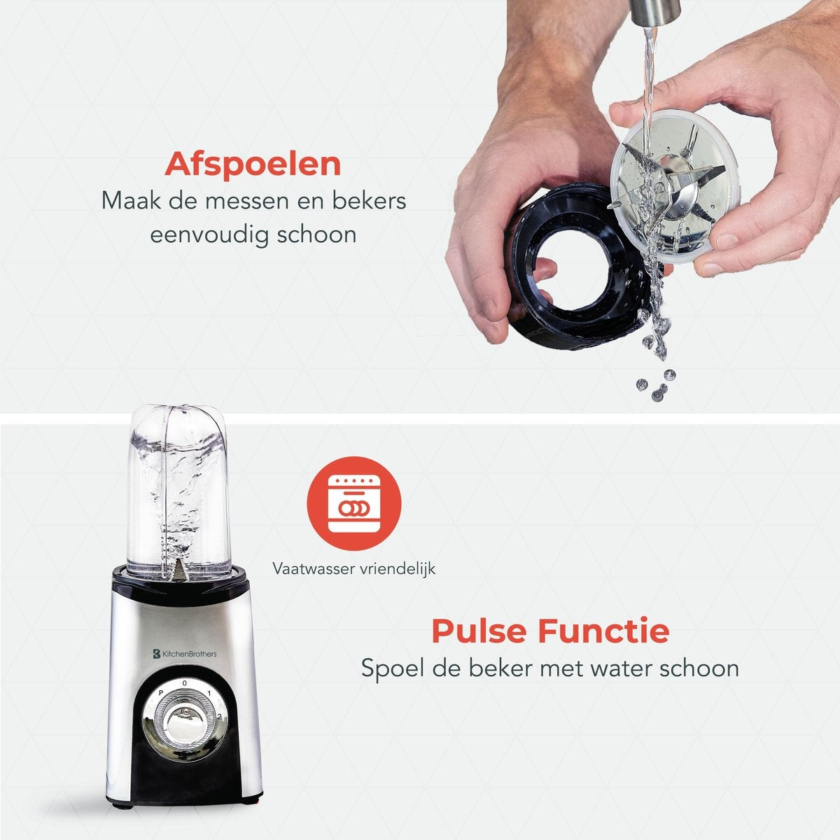 KitchenBrothers Smoothie Mixer - 13-teiliges Set - 4 Becher - Smoothie Maker To Go - 350W - Edelstahl