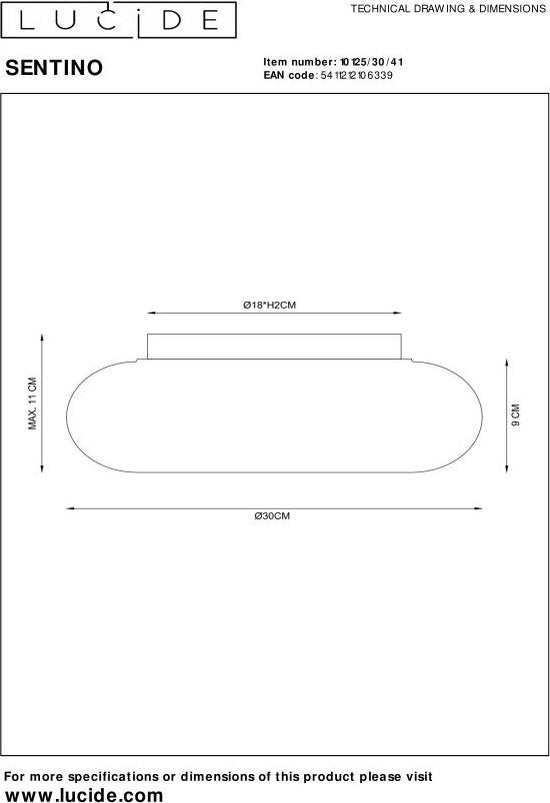 Lucide SENTINO – Deckenleuchte – Ø 30 cm – 3xG9 – Taupe