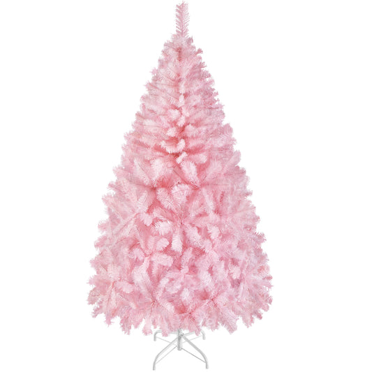 Yaheetech Künstlicher Weihnachtsbaum Rosa - 110 x 110 x 183 cm - Mit 598 Zweigen und zusammenklappbarem Metallsockel und schützenden Gummikappen - Für Wohnzimmer und Feiertage - Rosa PVC und Metall