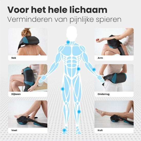 Auronic Shiatsu-Massagekissen - Elektrisches Nackenmassagegerät - Massagegeräte - Nacken und Schulter - Infrarot - inklusive Tragetasche - Schwarz/Blau