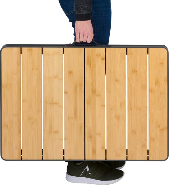 Campe Active Campingtisch zusammenklappbar - Klapptisch - Klapptisch - Klapptisch - höhenverstellbar- 75 x 55 x 31 - 71 cm - Bambus und Aluminium