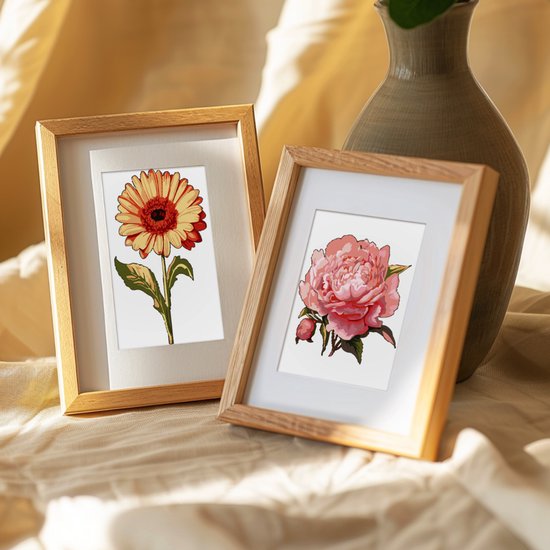 Rubye® Malen nach Zahlen Erwachsene - Rose & Sonnenblume - Inklusive Farbe und Pinsel - Leinwand Malerei Leinwand - Farben nach Zahlen - Doppel Set - 15x20cm