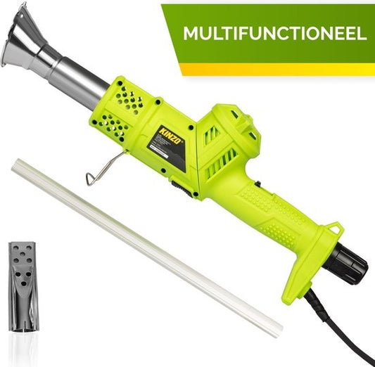 Kinzo Elektrischer Unkrautbrenner - Unkrautentferner 2000W - bis zu 650Â°C - Multifunktional - Umweltfreundlich - Inklusive Aufsätze - Grün/Grau