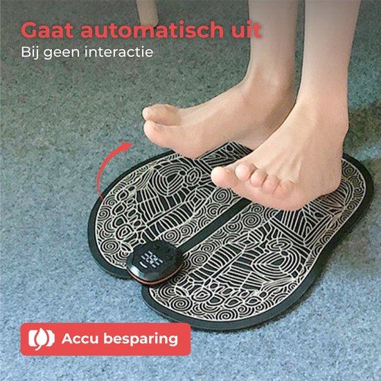 Nuvance - Fußmassagegerät mit Display - EMS-Massagematte - Stimuliert die Durchblutung - Massagegeräte - Wireless - 54 Positionen - Schwarz