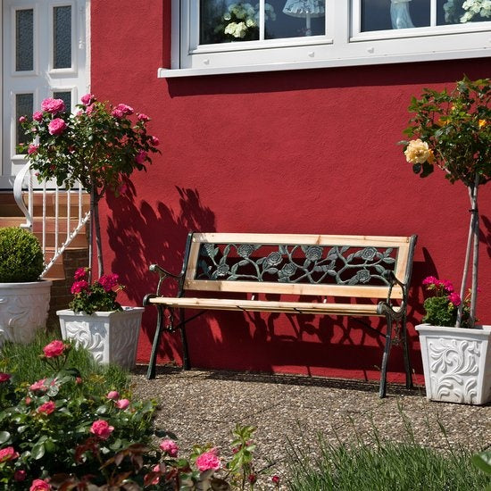 Gartenbank Gartenbank Bank - Holz/Gusseisen - 124x52x74 cm - 401424
