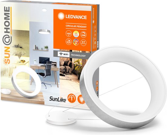 Ledvance - Pendelleuchte mit Biorythmus-Funktion - 450 mm - Aluminium - Dimmbar - 2200-5000 K - 500 lm - Silber