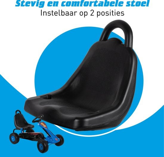 Gokart - Stahl - Einstellbar - Handbremse - Max 35 Kilo - 3-4 Jahre - Blau/Schwarz