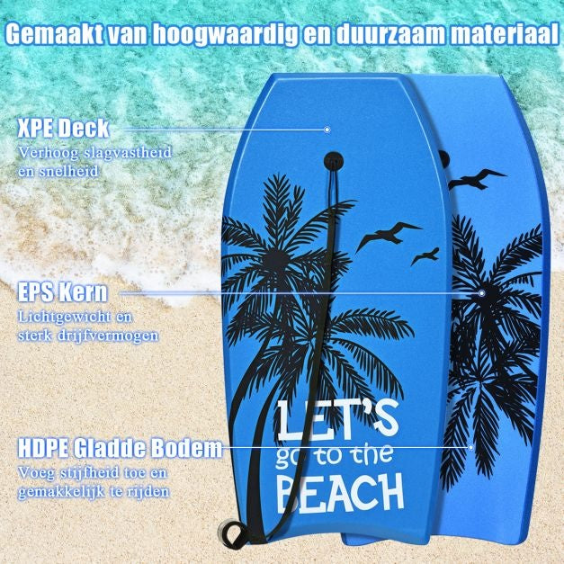 Bodyboard leichtes Strandschwimmbrett für Kinder und Erwachsene 106 cm blau