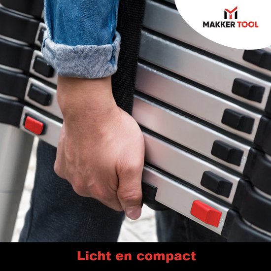 Makker Tool Teleskopleiter 3,2 Meter – Stabilisierungsfuß & Soft-Close