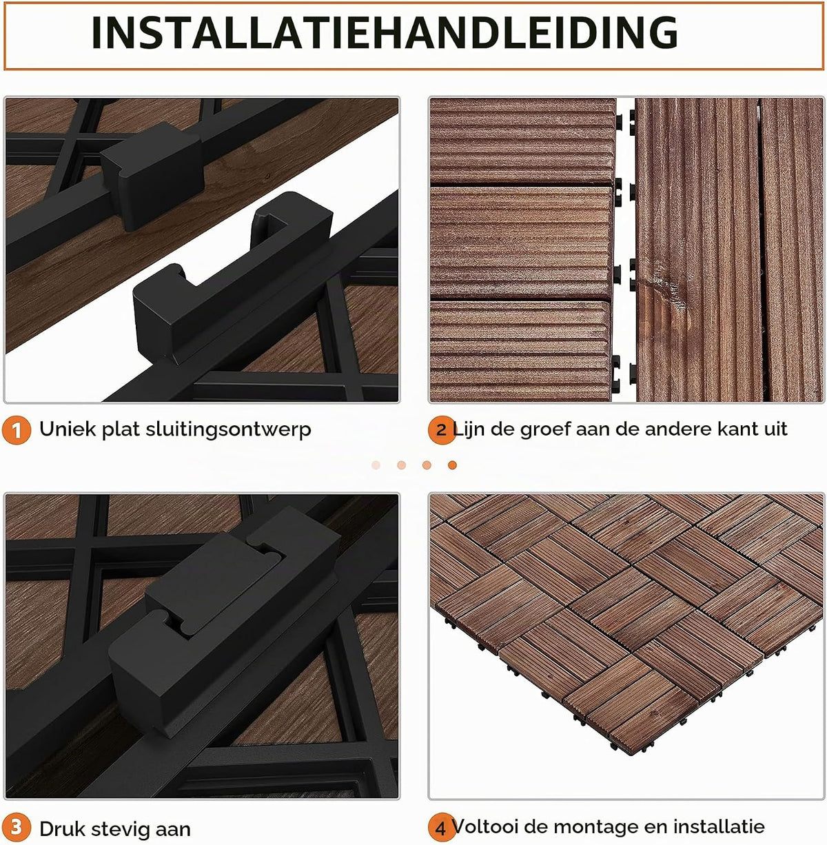 Yaheetech Terrassenfliesen aus Tannenholz 30,8 × 30,8 cm – 27 Stück, braun