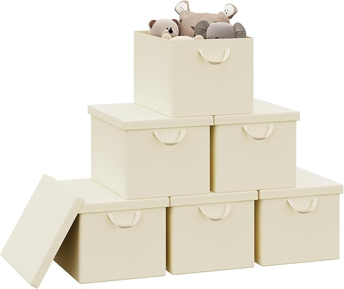 Woltu Faltbare Aufbewahrungsboxen, 3er-Set – 33 x 33 x 31 cm – Aufbewahrungskörbe für Schränke, Regale und Fächerschränke