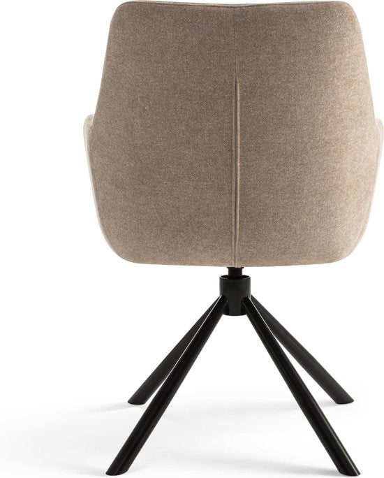 Furnihaus Olivia - Esstisch-Drehstuhl - Armlehnen - Beige - Stoff