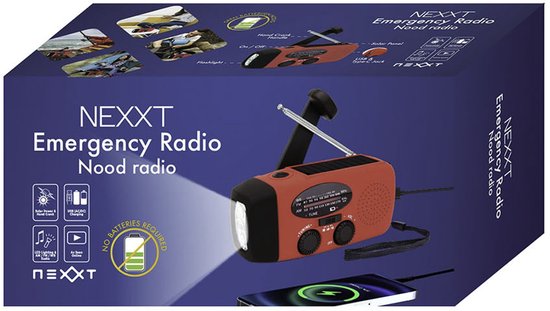Nexxt Notfallradio – Immer erreichbar, auch ohne Strom – Solar & Handkurbel – Für Notfälle und Outdoor-Aktivitäten