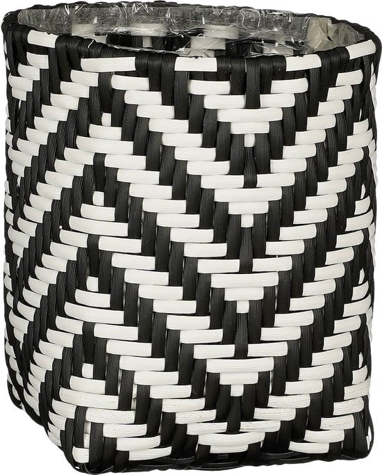 Mica Decorations Merlin Outdoor-Pflanzkorb - 3er-Set - H26 x Ø24 cm - Recycelter Kunststoff - Schwarz, Weiß
