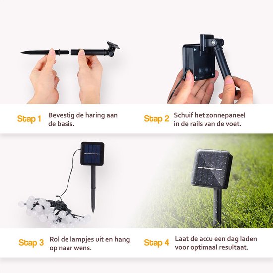 Happy Goods Solar Gartenleuchte 50 LED 5 m beleuchtet + 2 m Kabel