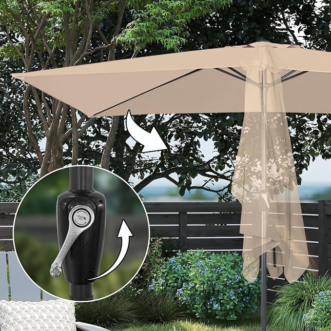 Angel Living Rechteckiger Sonnenschirm – 200 x 300 cm – Neigbar – Beige