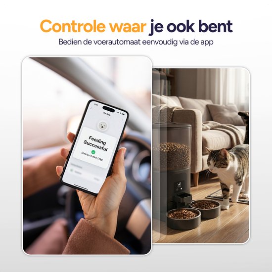 Viervoeter Feed Dual – Automatischer Futterspender 7 l – Für Katzen und Hunde – Futterspender mit App und Audio – Schwarz