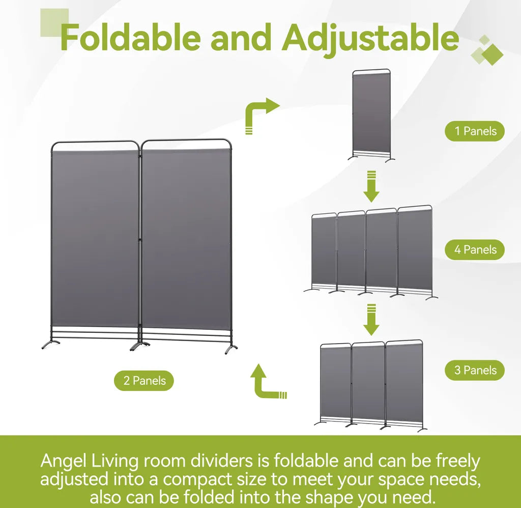 Angel Living Paravent – 2 Paneele – 162 x 180 cm – zusammenklappbar – grau