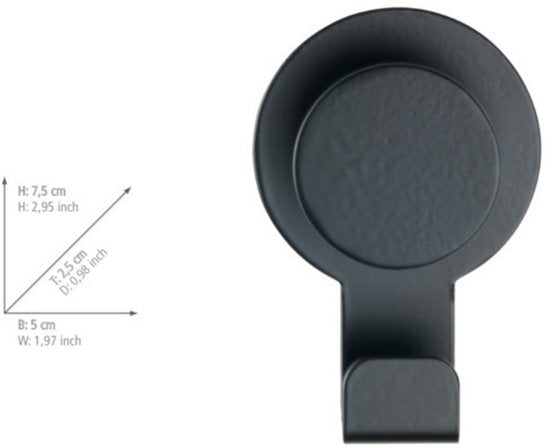 WENKO Handtuchhalter Blandas Edelstahl mattschwarz – Wandhaken – Selbstklebender Handtuchhaken