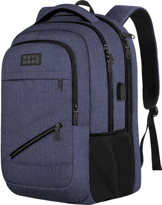 TRVLMORE Rucksack mit Lifetime - Rucksack mit 15.6 Zoll Laptopfach - Schultasche - Spritzwassergeschützt - Männer und Frauen - Jungen und Mädchen - 28L - Blau