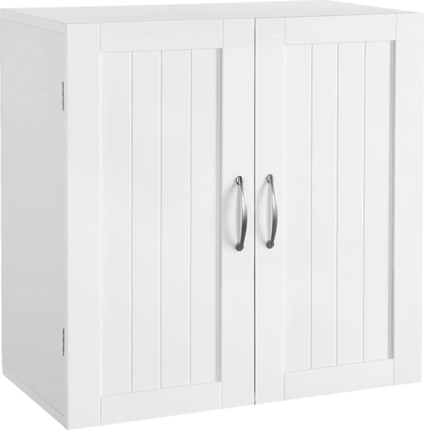 Yaheetech Hängeschrank mit 2 Türen - Mit höhenverstellbaren Einlegeböden und Metallbeschlägen und glatter Oberfläche - Für Bad, Küche und Schlafzimmer - Weiß E1 MDF - 59,5 x 31 x 59,5 cm