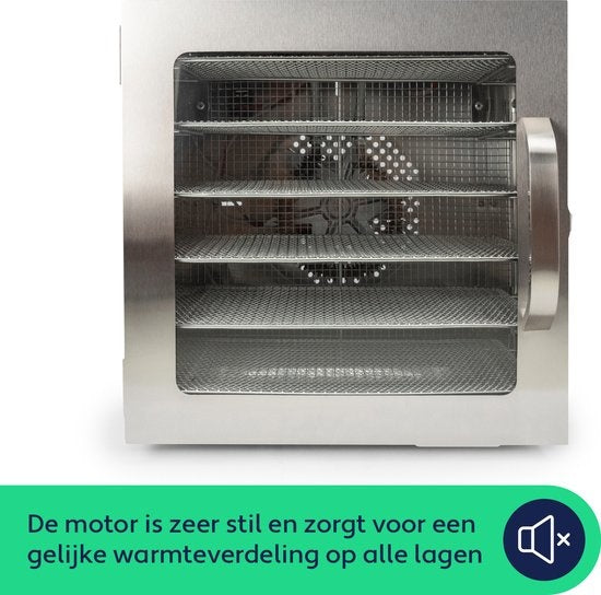 Vita5 Nobel S Food Dehydrator - Dörrgerät - Edelstahl - 24-Stunden-Timer - 30-90Â°C - 400 Watt - LED-Kontrollfeld - Dehydrator - 6 Schichten