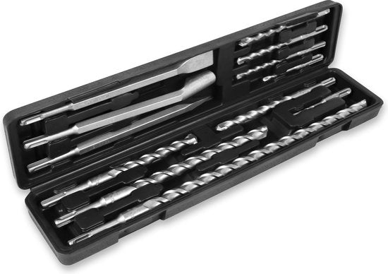 VONROC Bohr- und Meißelset SDS-Plus â€“ 12-teilig â€“ Universell â€“ Koffer inkl. Bohrer, Spitze, Flach- und Spitzmeißel