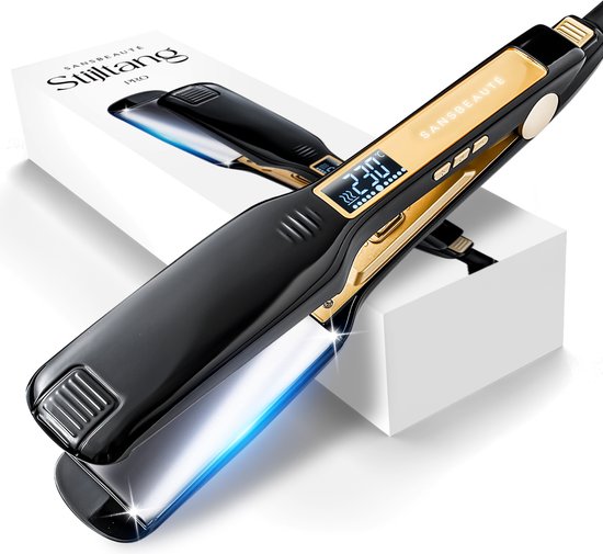 Sansbeauté® Professionelles Glätteisen - 2 in 1 - Lockenstab - Glätteisen - Haarglätter - Schnelles Aufwärmen - 80℃ bis 230℃ - Glätten & Locken - ION-Technologie