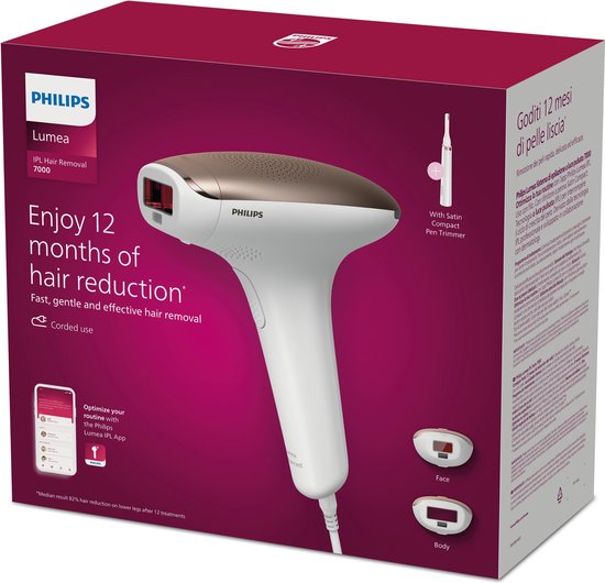 Philips Lumea IPL 7000 Serie – IPL-Haarentfernungsgerät – 2 Aufsätze mit Trimmer – BRI921/00