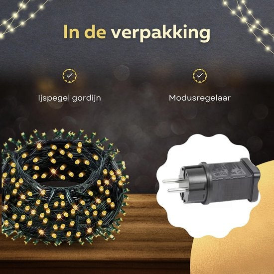 Giftmas Eiszapfen-Weihnachtsbeleuchtung - Weihnachtsbeleuchtung für den Außenbereich - 120 LEDs - 4m - Verkettbar bis zu 12m - Für Innen und Außen