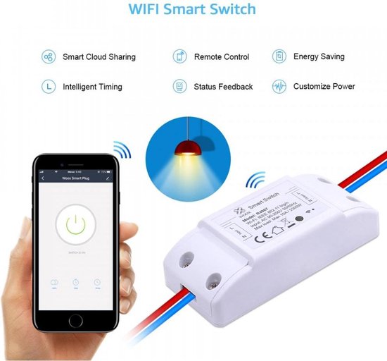 WOOX R4967 Smart WiFi Schalter powered by TUYA, 10A, 2300W, 100-240VAC 50-60Hz, Wi-Fi