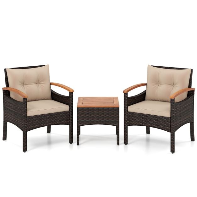 Coast 3-teiliges Rattan-Gartenset – Stühle 60,5 x 60 x 73 cm – Braun