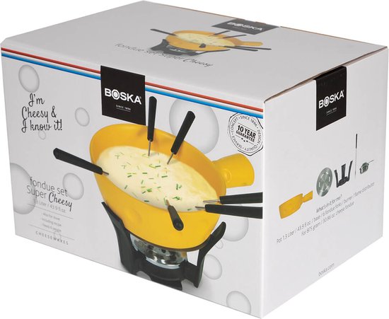 Boska Fondue-Set Super Cheesy - Käsefondue-Pfanne - spülmaschinenfest - gelb - 1,3 L