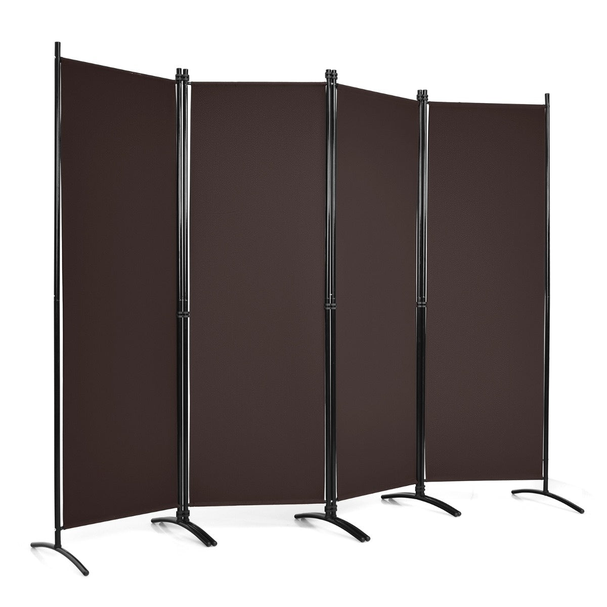 Coast 4-delige 173 cm High Room Divider draagbare partitie met stalen frame bruin