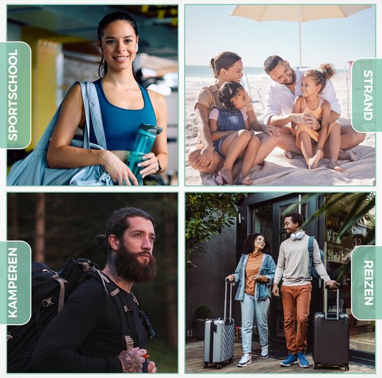 EverNeeds Reiseflaschen mit Etui - Nachfüllbar - Silikon-Reiseflaschen Handgepäck - Minze - 4 Stück