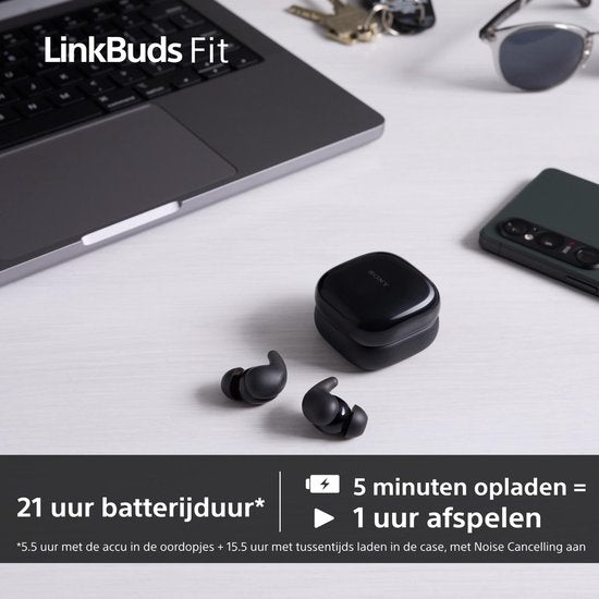 Sony LinkBuds Fit – Kabellose Ohrhörer mit Geräuschunterdrückung – Schwarz