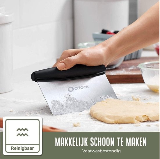 COOCK - Ergonomischer Teigschneider aus Edelstahl - Teigschaber - Pizzamesser - Gemüseschneider - Kuchen- und Tortenschaber