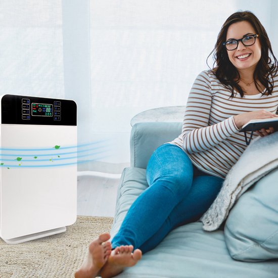 Livington AirPurifier – Luftreiniger 30 m² Weiß – 6-stufiges Filtersystem – HEPA-Filter, Aktivkohlefilter, UV-Filter, Ionisator