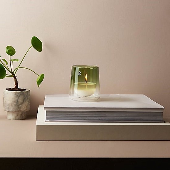4 Stück Bolsius cleanlight transparentes Glas 115/55 mit Nachfüllpackung (20 Stunden) Gardenia - Fig