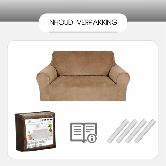 Hilvard - Sofabezug 2-Sitzer-Sofas - (145 - 175 cm) - Sand - Samt - Stretch - Sofaschoner - Möbelbezug - Gegen Beschädigungen und Flecken - Sitzbezug - Sitzbezug